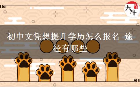 初中文憑想提升學(xué)歷怎么報(bào)名 途徑有哪些